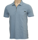 Blue Zip Fastening Pique Polo Shirt