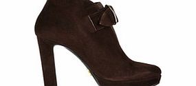 Brown suede buckle strap ankle boots