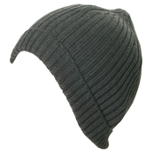 Prada Dark Grey Ribbed Wool Hat