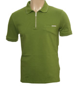 Prada Green Zip Fastening Pique Polo Shirt
