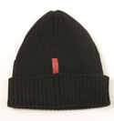 Mens Black Chunky Ribbed Knitted Hat