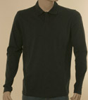 Prada Mens Dark Grey Long Sleeve Cotton Polo Shirt