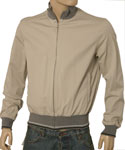 Prada Mens Prada Beige & Grey Teflon Coated Full Zip Bomber Jacket