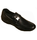 Mens Prada Black Leather Slip On Shoes With Nylon Strap