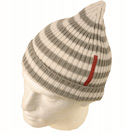 Prada Off White & Light Grey Stripe Wool Hat