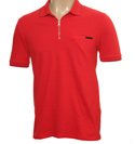 Red Zip Fastening Pique Polo Shirt