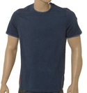 Prada Royal Blue Short Sleeve Cotton T-Shirt With Faded Blue Trim