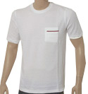 White Round Neck Cotton T-Shirt With Small Breast Pocket