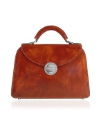 Pratesi Ladies`Brown Classic Leather Flap Handbag