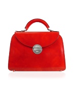 Pratesi Ladies`Cherry Red Classic Leather Flap Handbag