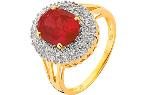 18ct Gold Plated Sterling Silver Created Ruby &