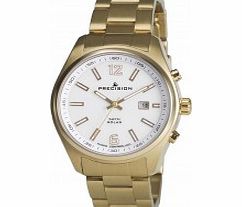 Precision Mens Radio Controlled Gold Tone Steel