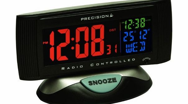 Precision PREC0019 Radio Controlled LCD Screen Alarm Clock with Mains Adaptor, 3 Colours
