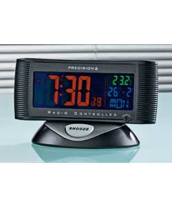 Precision Radio Controlled LCD 3 Colour Display Alarm Clock