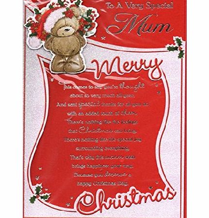 Prelude Mum Christmas Card ~ To A Very Special Mum Merry Christmas ~ Santa Bear amp; Flowers Quality Card