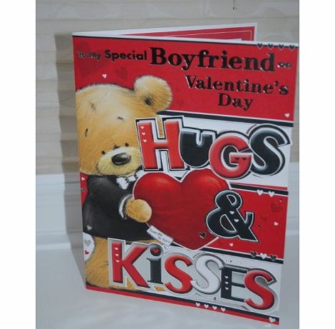 To my Special Boyfriend on Valentines Day Luxury 3D Card Hugs amp; Kisses