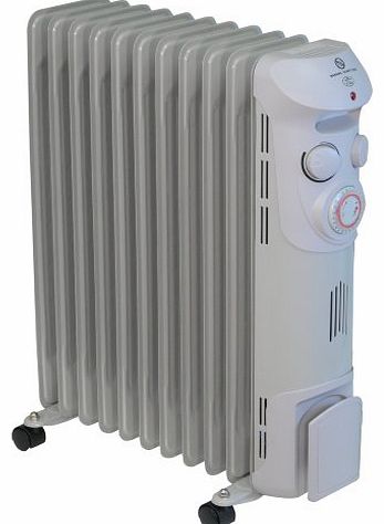 Prem-I-Air Elite 2.5kW Oil Filled Radiator with Adjustable Thermostat, 3 heat settings 