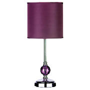 42cm Chrome Table Lamp W/Purple Glass