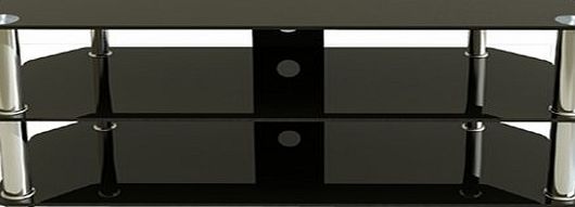AV HF0050 Plasma and LCD TV Silver Leg Stand Upto 50 inch or 50kgs - Black Glass, Silver legs