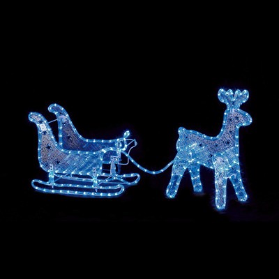Christmas Sleigh and Reindeer Blue