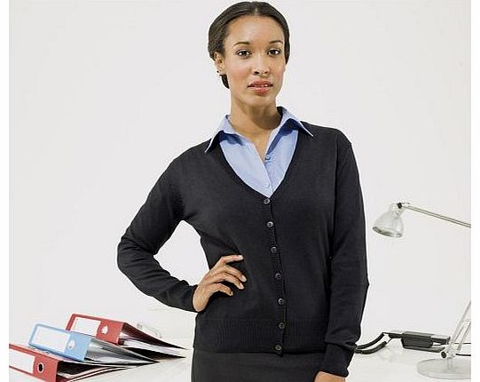 Premier Colours Ladies Button Through Knitted V Neck Cardigan Black,Navy