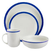Deep Blue Rim 16 Piece Dinner Set