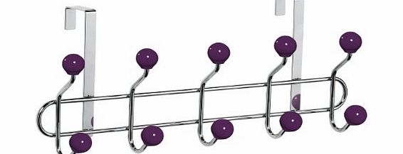 Premier Housewares 10 Ceramic Hook Over Door Hanger, Purple