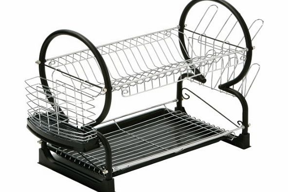 Premier Housewares 2-Tier Dish Drainer - 56 cm - Black