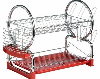 2-Tier Dish Drainer - Red