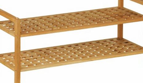 Premier Housewares 2 Tier Walnut Wood Shoe Rack - 40 x 70 x 27 cm