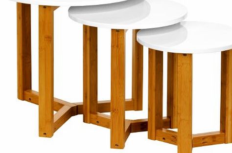 Premier Housewares Bamboo Nest of 3 Tables - White