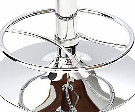 Premier Housewares Bar Stool Walnut Wood with White Leather Effect Seat and Chrome Stand - 89 - 110 x 39 x 46 cm