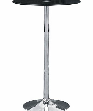 Premier Housewares Bar Table with Black Tempered Glass Top and Chrome Stand - 107 x 60 x 60 cm