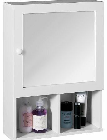 Bathroom Cabinet with Mirror Door and 2 Compartments - White - 56 x 40 x 15 cm