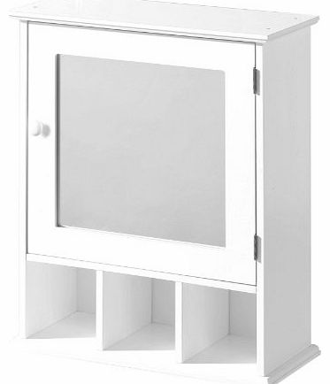 Premier Housewares Bathroom Cabinet with Mirrored Door and 3 Compartments - White - 58 x 46 x 20 cm
