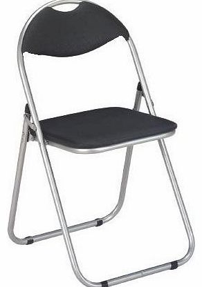 2 X Folding Black Chair Faux Leather Padded Seat