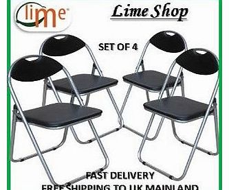 Premier Housewares BY PRIME FURNISHING Set of 4 Folding Padded Black Chair/ Faux Leather/ New