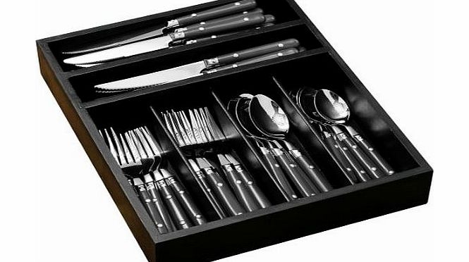 Premier Housewares Cafe Cutlery Set with Tray 36-Piece, Black