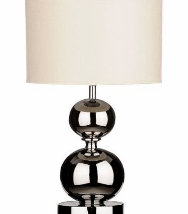 Premier Housewares Chrome Ceramic Ball Table Lamp with Fabric Shade - Cream