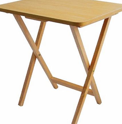 Premier Housewares Folding Snack Table - Natural Wood - 65 x 49 x 39 cm