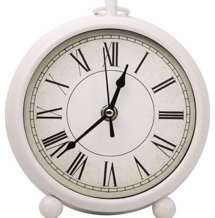 Premier Housewares Metal Round Mantle Clock - 16.7cm Cream