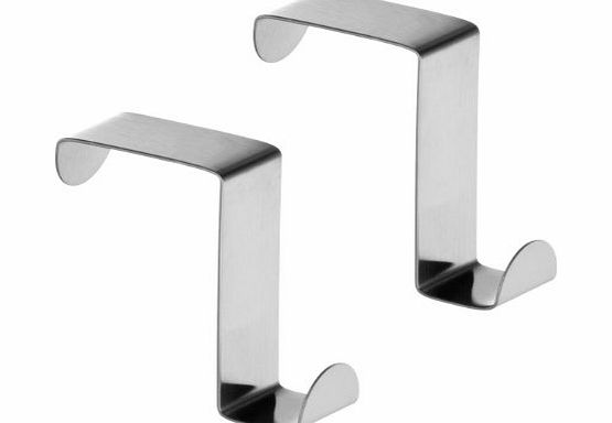 Premier Housewares Reversible Over Door Hook - Set of 2 - Stainless Steel