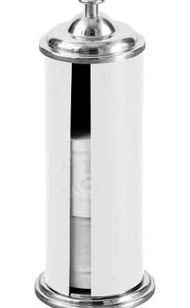 Premier Housewares Toilet Roll Holder with Chrome Effect - White