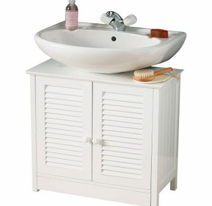 Premier Housewares Under Sink Bathroom Cabinet with Double Shutter Door - White - 60 x 60 x 30 cm