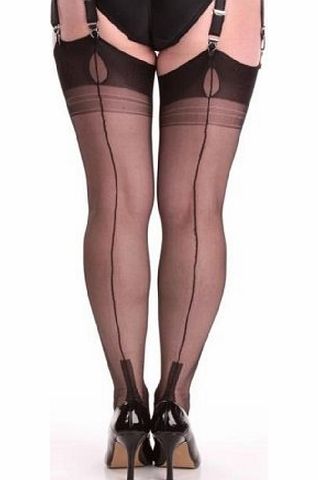 Premier Lingerie Premier Fully Fashioned Black Cuban Heel Stockings (10.0)