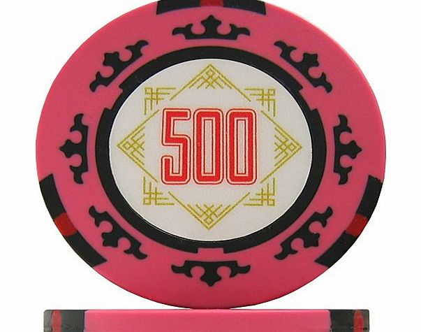 Premier Poker Chips Three Colour Crown Poker Chips - Pink 500 (Roll of 25)