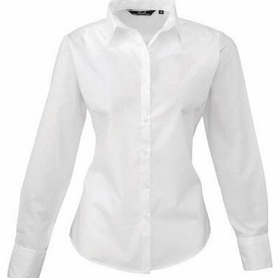 Womens Poplin Long Sleeve Formal Work Blouse Shirt