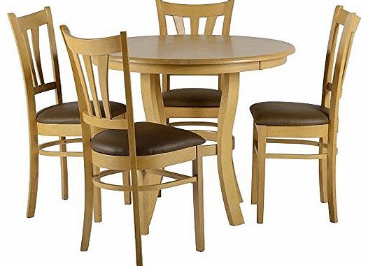 Premiere Grosvenor Dining Set - D 100cm round table - 4 dining chairs - Natural Oak Finish