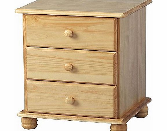 Premiere Sol Bedside Cabinet - 3 Drawers- Antique Pine - Bedside Small Table with Storage