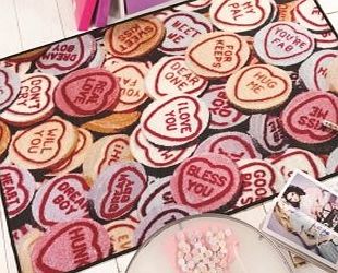 Love Hearts Retro Sweets Multicoloured Rug 100cm x 160cm